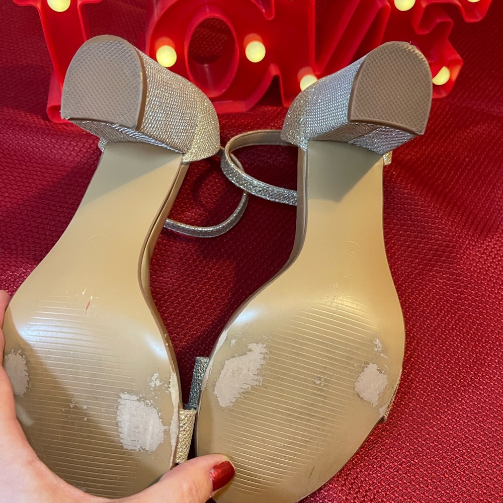 Glittering Silver Ankle Strap Heels - Picture 6 of 6